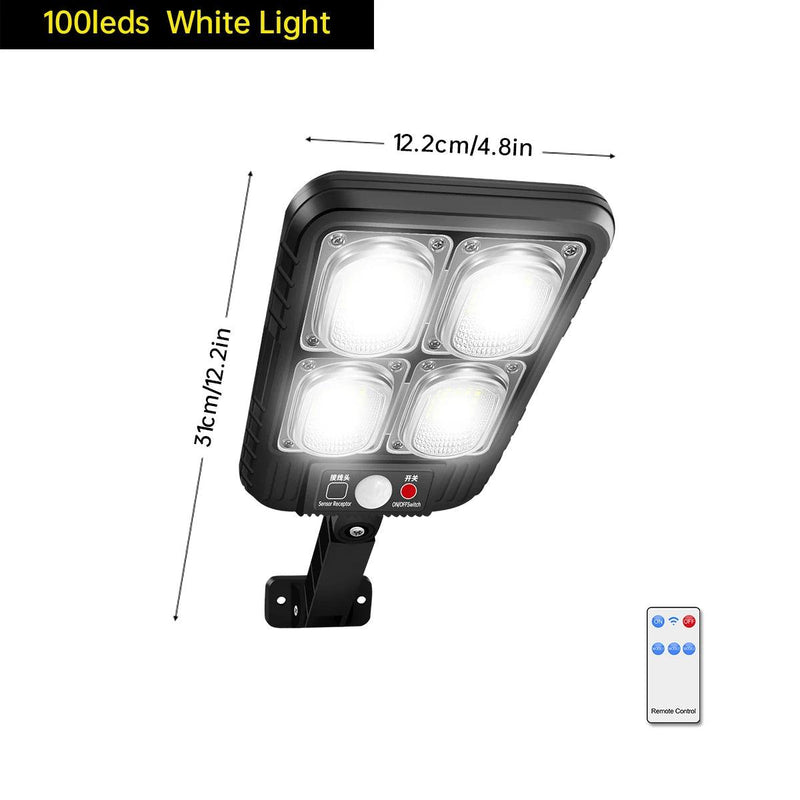 Farola Solar 100/200 LED IP65 Impermeable con Sensor de Movimiento - Descontaso